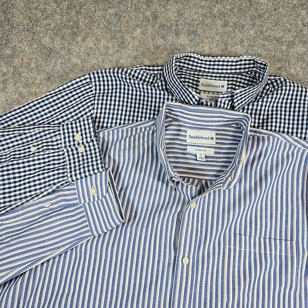 Set of 2 of Saddlebred XL Classic Fit Mens Long Sleeve Button Down Shirts